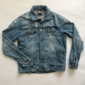 Distressed Denim Collared Jacket Small